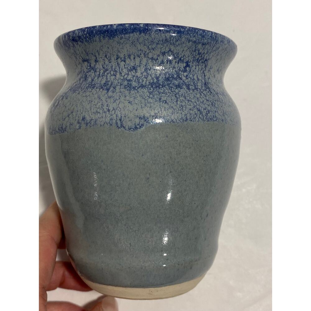 Handmade Blue Pottery Vase Container Multi-functional, Office, Living Room Decor